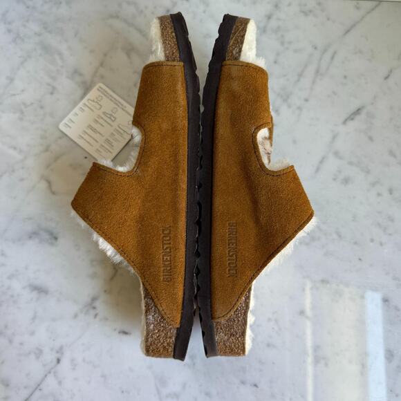 Birkenstock Arizona Shearling Suede Sandals Brown 39 Narrow (8-8.5) - Picture 4 of 8